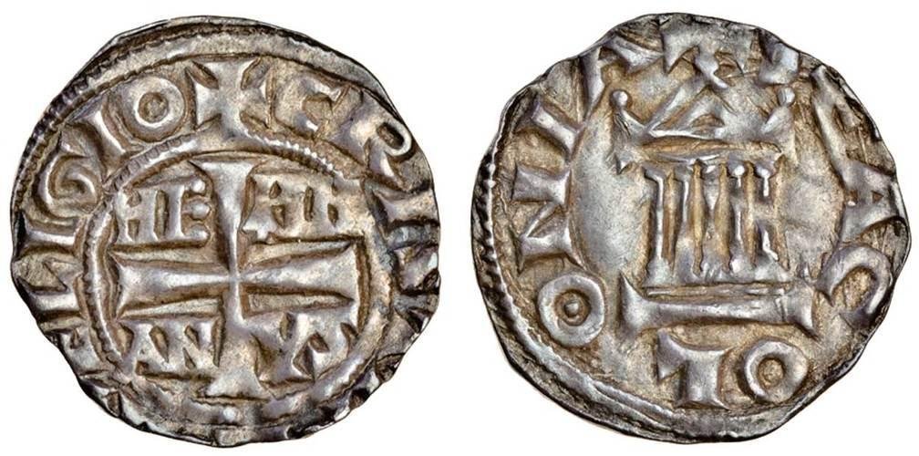 КЕЛЬН ДЕНАРИЙ имп. ГЕРМАН II  1039-1046 гг полтора грамма по метр системе.jpg