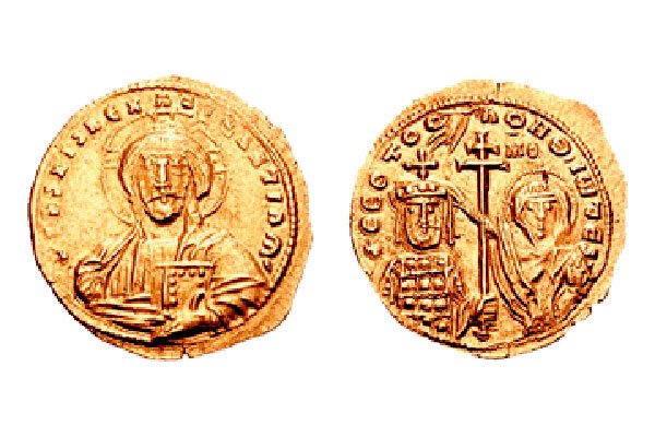 Солид, 969-976 гг., золото (4,36 г.). Аверс - Исус Христос, +IhS XIS REX REGNANTInm', реверс - Иоанн Цимисхий и Дева Мария, +QEOTOC hOHQ' IW dES, (Константинополь).jpg